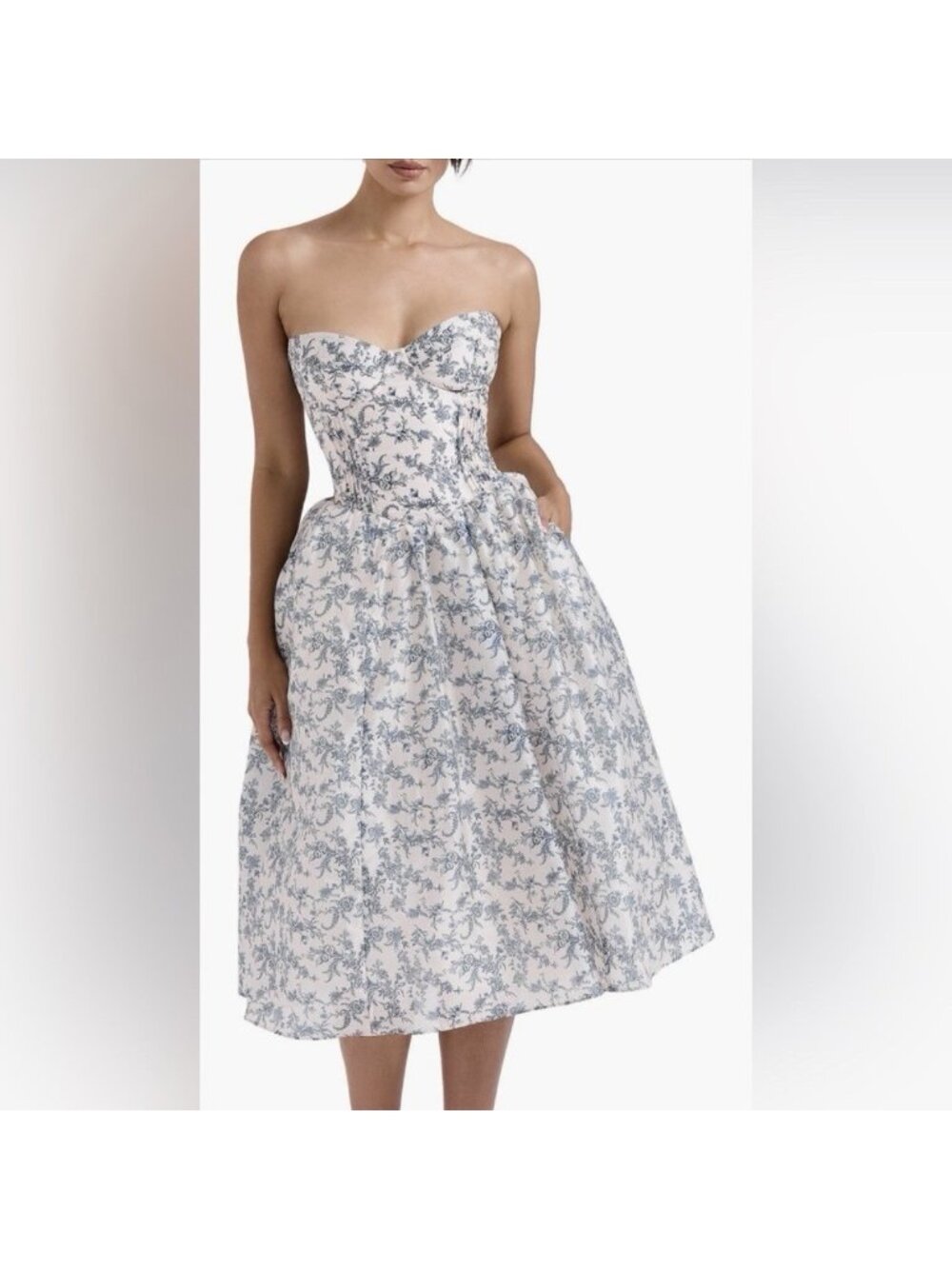 House of CB Bennett Strapless Corset Dress English Porcelain